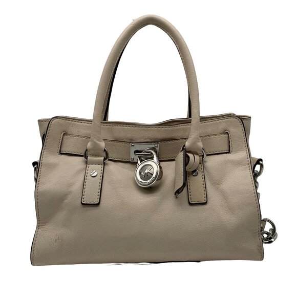 Michael Kors Cream Leather Hamilton Satchel Bag - Picture 1 of 12